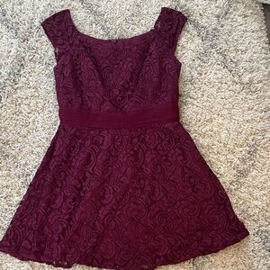 JB Burgundy Lace Mini Dress